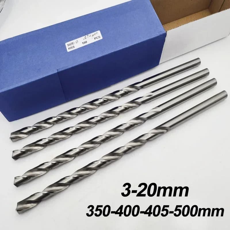 3-20mm Lengthen Drill Bit 350/400/450/500mm Extra-long HSS High Speed Steel Straight Shank Twist Drill Bit for Metal Wood Plasti