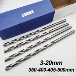 3-20mm Lengthen Drill Bit 350/400/450/500mm Extra-long HSS High Speed Steel Straight Shank Twist Drill Bit for Metal Wood Plasti