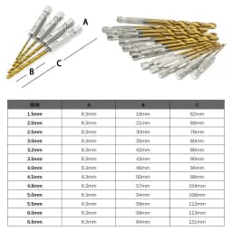 3/5/13Pcs HSS High Speed Steel Titanium Coated Drill Bit Set 1/4 Hex Shank 1.5mm-6.5mm Hexagonal Handle Twist Drill