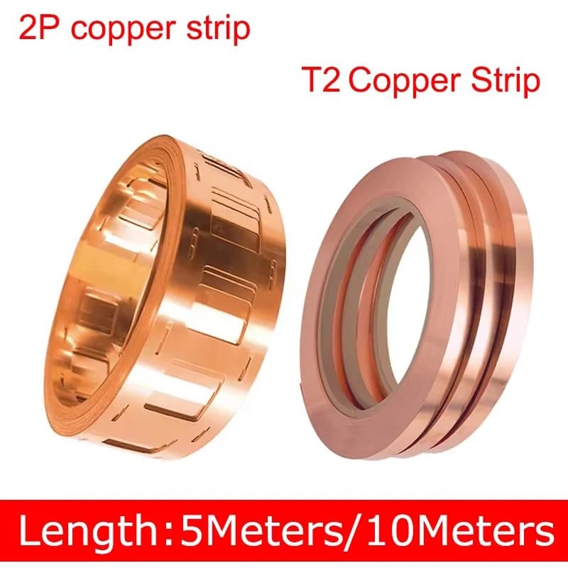 T2 High Purity Copper Strip,2P Copper Strip 5M/10M for 18650/21700 Li-ion Battery Pack Assembly Spot Welding Strap