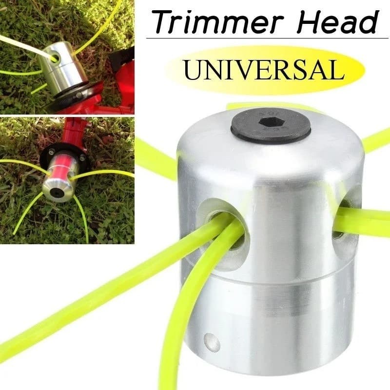 Universal Aluminum Trimmer Head with Four Trimmer Lines for Brush Cutter Grass Trimmer Head Replacement Tool Part