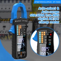 Holdpeak 7200D Auto-Select & Auto-Range, 60A/400A True-RMS Digital AC/DC Clamp Meter Can Auto-Select DC & AC Voltage, AC Current
