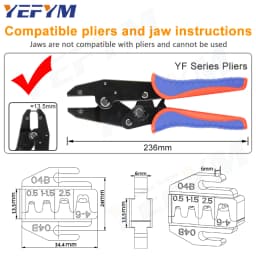 1pcs Crimping Pliers Jaw YF Pliers 9 Inches For Spring Insert, Pre-Insulated, Waterproof, Tube Type, Coaxial Cable Termination