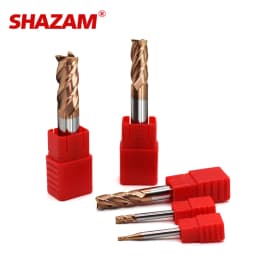 SHAZAM HRC55 4-Flute Flat End Mill Tungsten Steel Carbide Alloy Coating 5PCS 10PCS Milling Cutter For CNC Machining Endmills
