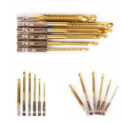 6Pcs Multifunction Drill Bits for Wood Hex Shank Metal Drill Bit Titanium Auger Punch Tools Hole Saw Kit Professional Drills