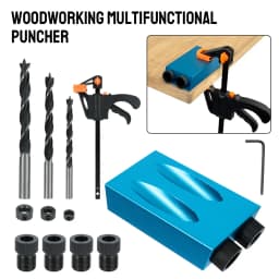 7/14/15Pcs 15 Degrees Pocket Hole Jig Kit Woodworking Hole Drilling Guide Locator With Drill Bit Set Hole Puncher