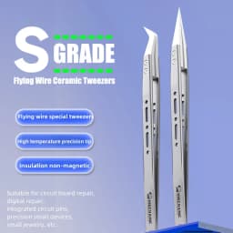 Mechanic S-grade Ceramic Tweezers Non-magnetic Precision Insulation Straight/Curved Tip for Phone Electronic Flying Wires Repair