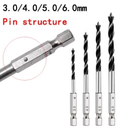 3/4/5/7PCS 1/4" Hex Shank Three-point Woodworking Special Drill Bit 3.0mm-10mm HSS Perforating Electric Drill Rotary Head