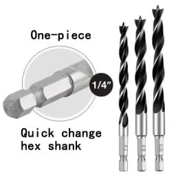 3/4/5/7PCS 1/4" Hex Shank Three-point Woodworking Special Drill Bit 3.0mm-10mm HSS Perforating Electric Drill Rotary Head