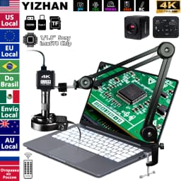 4K Electronic Digital Microscope for PCB Soldering/Phone Repair, HDMI USB IMX678 Chip Industrial Camera with Software/150X Lens