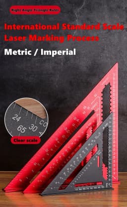 Woodworking Aluminum Alloy Triangle Gauges Multi-function Measuring Gauging Tools Marker Angle Ruler 7/12inch Metric and Imperia