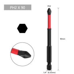LAVIE 1/4in Hex Shank Strong Magnetic 5A S2 Material PH2 X 50mm 70mm 90mm Non-Slip Screwdriver Bit P04PH2050