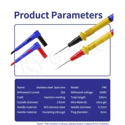 MECHANIC RP4 Multimeter Pen 1000V 20A Stainless Steel Digital Multimeter Ultra Fine Point Needle Soft Test Probe P40