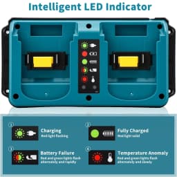 Dual Ports Charger Replacement for Makita/for Dewalt/for Milwaukee/for Bosch 18V Battery Charger,18V Charger Station,EU Plug