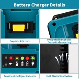 Dual Ports Charger Replacement for Makita/for Dewalt/for Milwaukee/for Bosch 18V Battery Charger,18V Charger Station,EU Plug