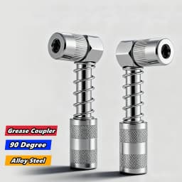 90 Degree Grease Coupler Gun Adapter Fittings Tool Grease Gun Tips 3 Jaw Angle Swivel Snap Right Fitting Tool for Truck Auto