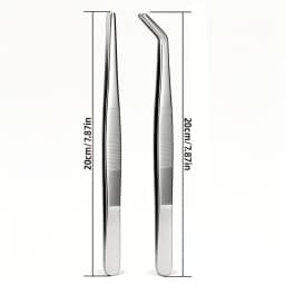 4-Piece Set (2 Straight + 2 Curved) Long Tweezers, Multifunctional Stainless Steel Tweezers for Planting and Cleaning, Durable and Sturdy, Suitable for Bonsai Care, Aquarium Maintenance, Home and Office Use, Useful Pla