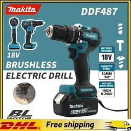 Makita DDF487 18V Brushless Cordless Driver Drill 2-Speed Rechargeable Tool for DIY Home Repair and Light Construction Work