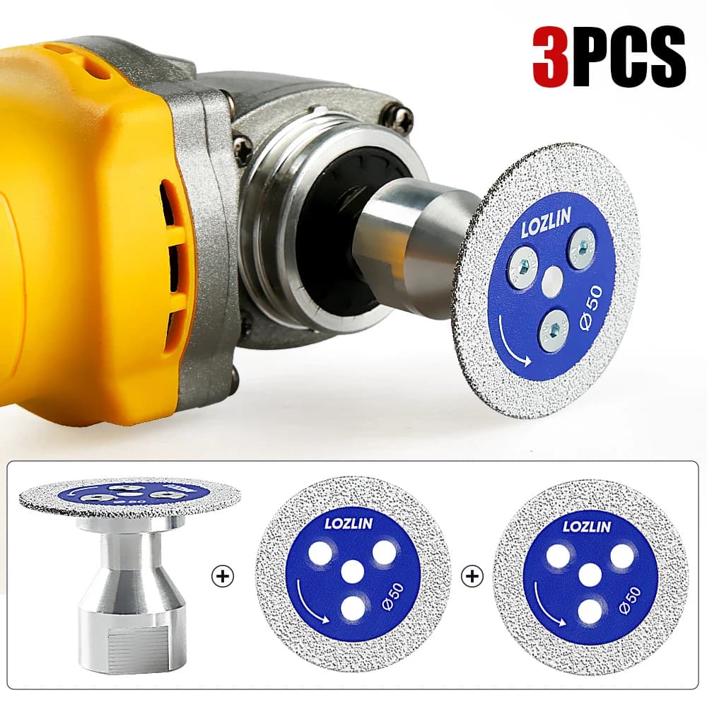 LOZLIN 50mm Diamond Mini Saw Blade with Thread Stone Cutting Disc Granite Sandstone Concrete Lettering Carving Grinding Tool