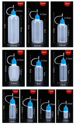 5ml 10ml 20ml 30ml 100ml 120ml PE Plastic Squeezable Tip Applicator Bottle Refillable Dropper with Needle Tip Caps Oil Bottles