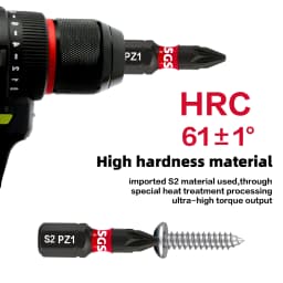 30PCS Pozidriv Screwdriver Bits PZ1 PZ2 PZ3 Options, 25mm S2 Steel Impact Driver Bits, 1/4" Hex for Woodworking & Construction