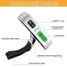 Portable Scale Digital LCD Display Electronic Scale Weight Suitcase Travel Weighs Baggage Bag 110lb/50kg Weight Balance Tool