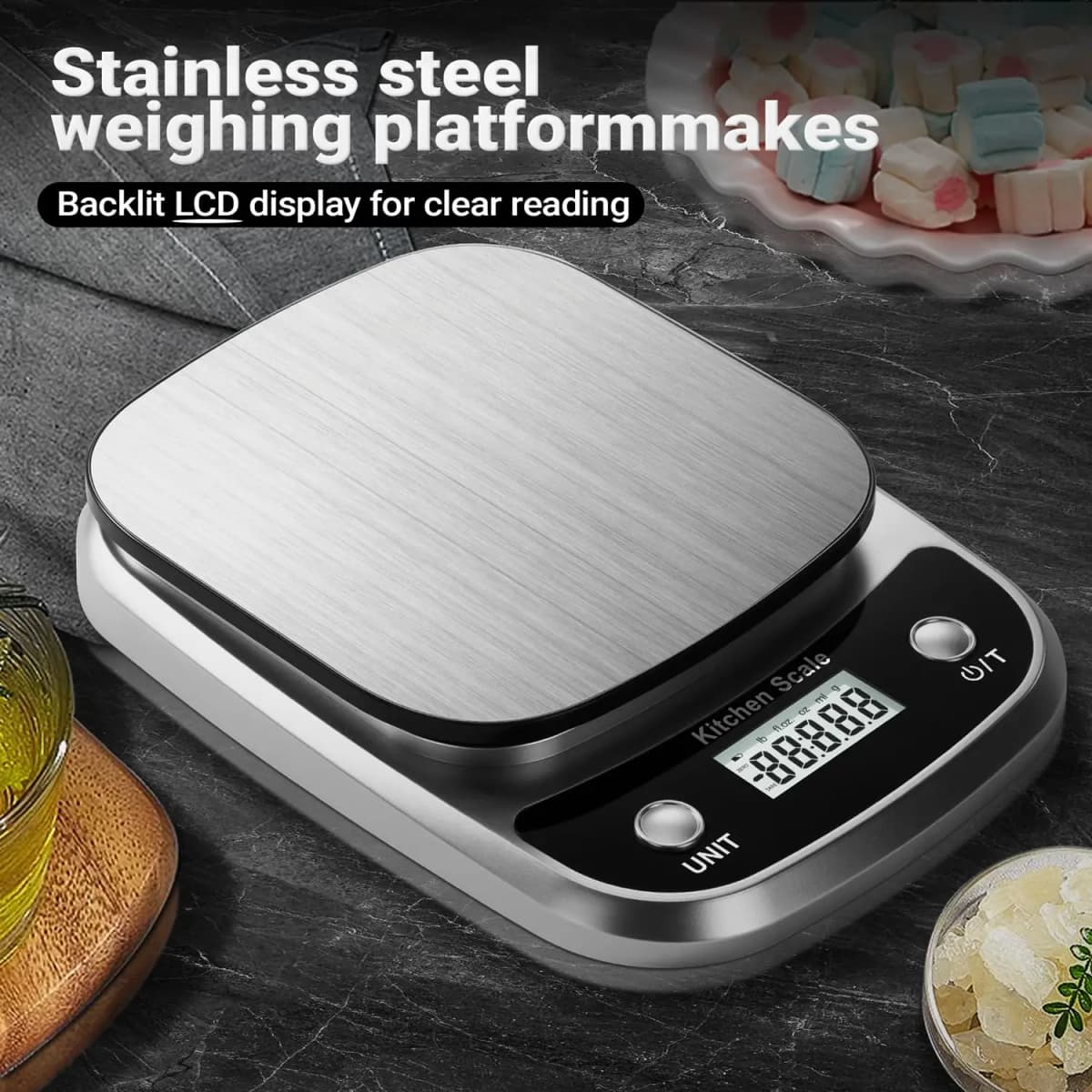 1pc Accurate Digital Kitchen Scale for Cooking and Baking - 22lb Capacity in Grams and Ounces Perfect for Coffee Meat and More