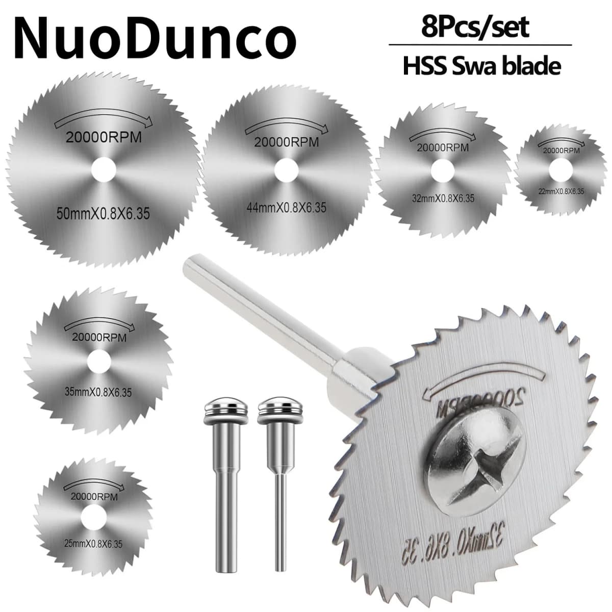 8Pcs/set Hss Cutting Discs,Mini Circular Saw Blades, High Speed Steel Cut-off Rotary Tool Cutting Disc for Dremel Accessorises