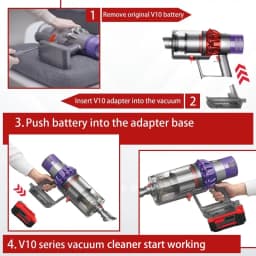 Battery Adapter for Makita/Milwaukee/DeWalt/Ryobi/Ein/Bosch/Craftsman 18V Lithium Batteries To for Dyson V10 Vacuum Cleaner