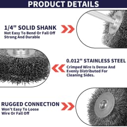 NuoDunco 2" Wire Brush Wheel High Hardness 50mm Stainless Steel Polishing Rotary Tool for Rust Removal Edge Grinding Deburring