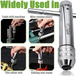 Ratchet T Handle Tap Wrench Machine Screw Thread Milling T-shape Taps Both Way Hand Tap Set Adjustable Manual Tapping for Home U