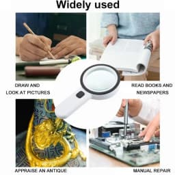 30X Handheld Magnifier 12 LED Illuminated Light with UV Light Portable Magnifying Loupe for Reading Jewelry Watch Repair