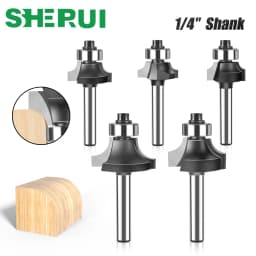 6mm Shank 1/4" Shank Corner Round Over Router Bit with Bearing Milling Cutter for Wood Woodwork Tungsten Carbide