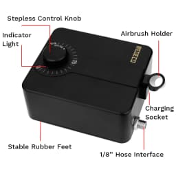 Dual-Action Airbrush Kit with 30PSI High-Pressure Auto Stop Stepless Control Compressor Kit for Painting Model Makeup Nail