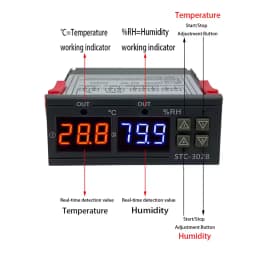 Dual Digital Thermostat Temperature Humidity Control STC-3028 Thermometer Hygrometer Incubator Controller AC 220V DC 12V 24V