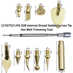 Heat Insert Nut Iron Tip Trimming kit C210/TS21/HS-02B Internal Thread Soldering Iron Tip 3D Print Modify Finishing Tool Brass