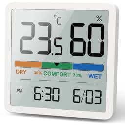 LCD Digital Clock Hygrothermograph Indoor Thermometer Hygrometer Home Office Desktop Table Monitor Temperature Humidity Meter
