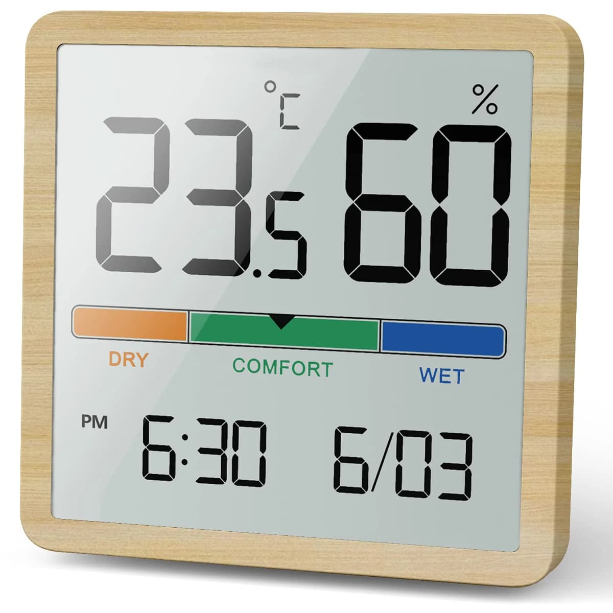 LCD Digital Clock Hygrothermograph Indoor Thermometer Hygrometer Home Office Desktop Table Monitor Temperature Humidity Meter