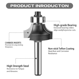 1pc 1/4" 1/2" Shank Woodworking Round Router Bit Woodworking Milling Cutter Slotting Tool Trimming Machine Router Bit