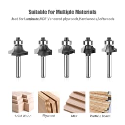 1pc 1/4" 1/2" Shank Woodworking Round Router Bit Woodworking Milling Cutter Slotting Tool Trimming Machine Router Bit