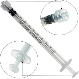 100pcs 1ml/cc Sterilized Disposable Luer Lock Syringes Individually Wrapped Plastic Lab Use Syringes