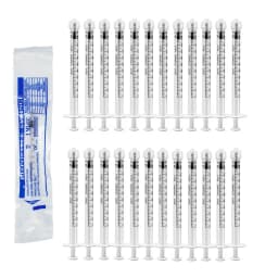 100pcs 1ml/cc Sterilized Disposable Luer Lock Syringes Individually Wrapped Plastic Lab Use Syringes