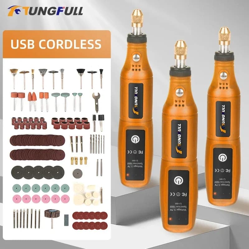 Mini Wireless Drill Rechargeable Polishing Machine DIY Mini Rotary Tool USB Engraving Tool Dremel Tool Modeling Mini Drill