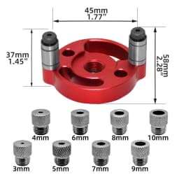 3-10mm Dowel Jig Kit - Self Centering Drill Guide Locator with 8 Steel Bushing -Woodworking Aluminum Alloy Hole Puncher
