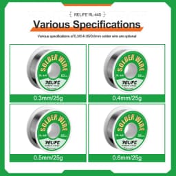 RELIFE RL-445 0.3/0.4/0.5/0.6mm High Purity Solder Wire Rosin Core Tin Wire Various Electronic Soldering Welding Weights 25g