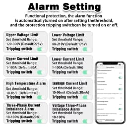 EARU Three Phase Tuya App WiFi Smart Bidirectional Current Voltage Power Energy kWh Meter Earth Leakage Protector Relay Switch