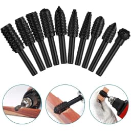 5pcs/10pcs Wood Carving File Rasp Drill Bit, 1/4" 6mm Rotary Rasp Drill Bit Set, DIY Woodworking Rotating Embossed Chisel Shaped