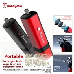 HOBBY MIO HM-02 PRO Portable Air Compressor Airbrush Kit Rechargeable Auto-stop Pump for Gunpla Model Painting Nail Art Cake DIY