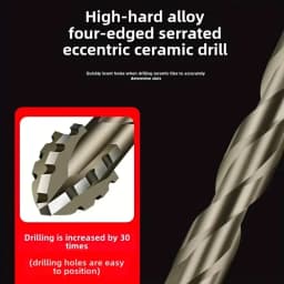 Carbide Four-Blade Serrated Drill Bit Set 6-10mm for Dry Drilling Porcelain Tile Ceramic Glass Marble Concrete Stone Drill Bits