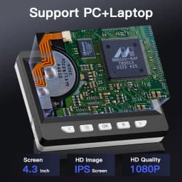 Digital Microscope with 4.3inch IPS Screen 1600X Coin Microscope 2MP USB Professional Electron Microscopios for Watch PCB Repair